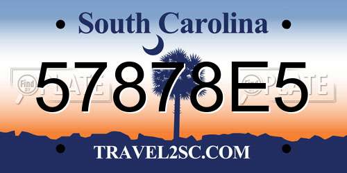 57878E5 South Carolina License Plate