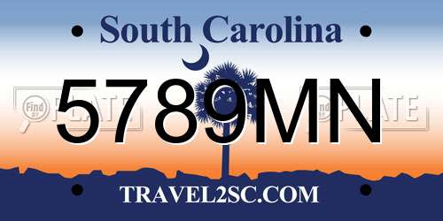5789MN South Carolina License Plate