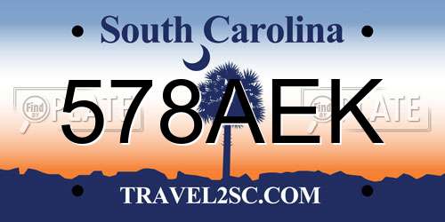 578AEK South Carolina License Plate