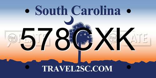 578CXK South Carolina License Plate