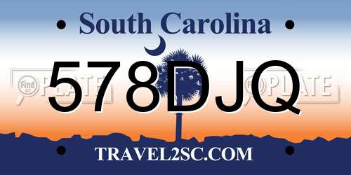 578DJQ South Carolina License Plate