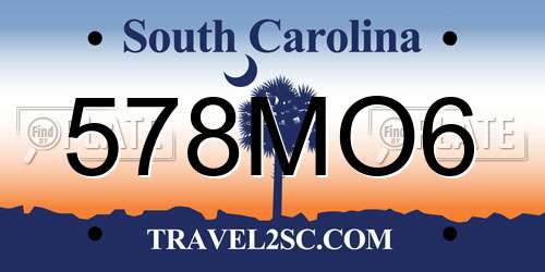 578MO6 South Carolina License Plate