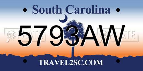5793AW South Carolina License Plate