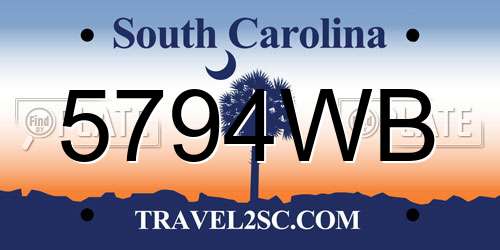 5794WB South Carolina License Plate