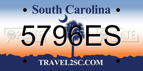 5796ES South Carolina License Plate