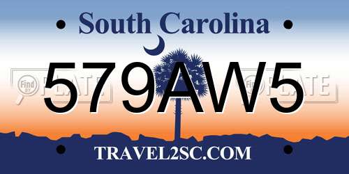 579AW5 South Carolina License Plate