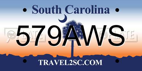 579AWS South Carolina License Plate