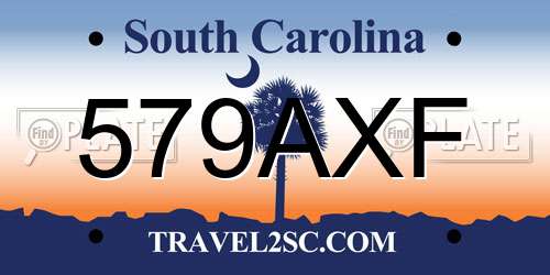 579AXF South Carolina License Plate