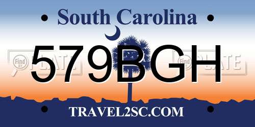579BGH South Carolina License Plate