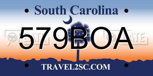 579BOA South Carolina License Plate