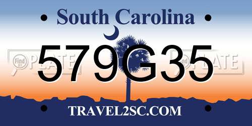 579G35 South Carolina License Plate