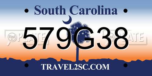 579G38 South Carolina License Plate