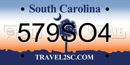 579SO4 South Carolina License Plate
