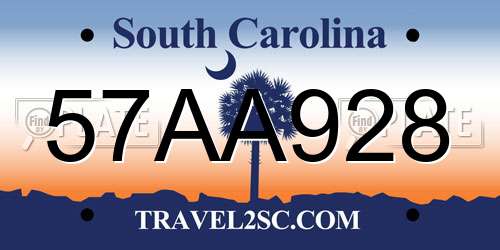 57AA928 South Carolina License Plate