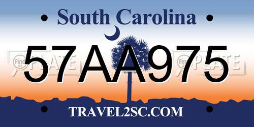 57AA975 South Carolina License Plate