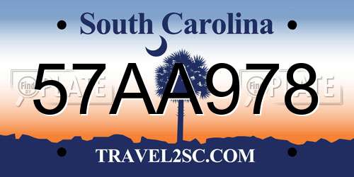 57AA978 South Carolina License Plate