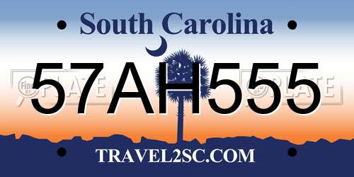 57AH555 South Carolina License Plate