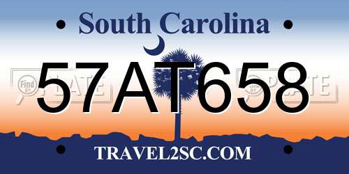 57AT658 South Carolina License Plate