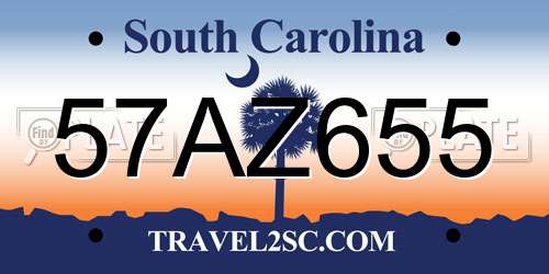 57AZ655 South Carolina License Plate