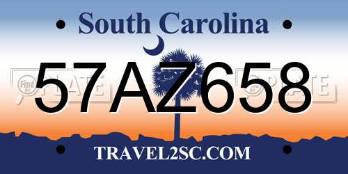 57AZ658 South Carolina License Plate