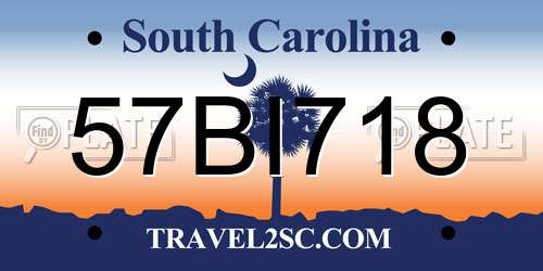 57BI718 South Carolina License Plate