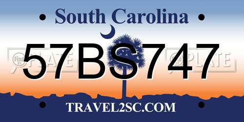57BS747 South Carolina License Plate