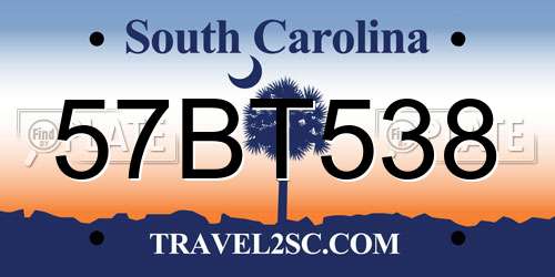 57BT538 South Carolina License Plate