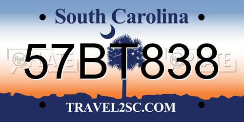 57BT838 South Carolina License Plate