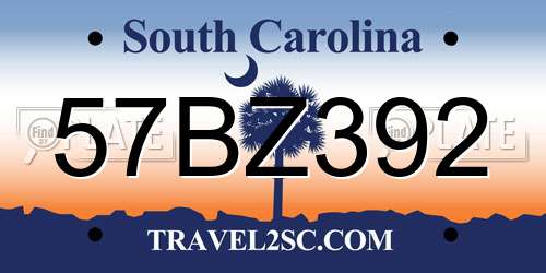 57BZ392 South Carolina License Plate
