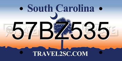 57BZ535 South Carolina License Plate