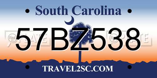 57BZ538 South Carolina License Plate