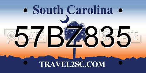 57BZ835 South Carolina License Plate