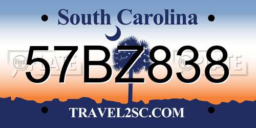 57BZ838 South Carolina License Plate