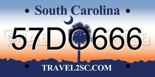 57DO666 South Carolina License Plate