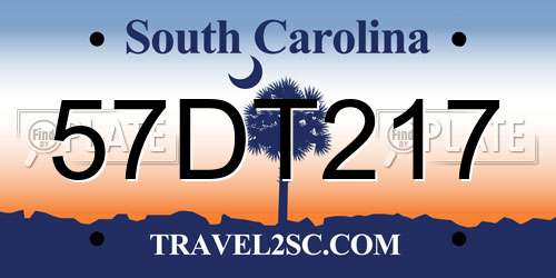 57DT217 South Carolina License Plate