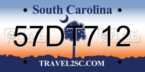 57DT712 South Carolina License Plate