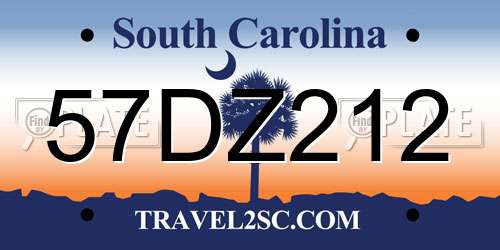 57DZ212 South Carolina License Plate