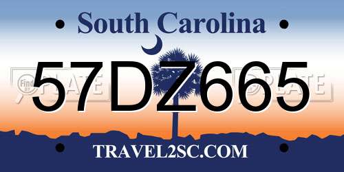 57DZ665 South Carolina License Plate
