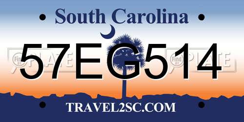 57EG514 South Carolina License Plate
