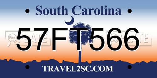 57FT566 South Carolina License Plate