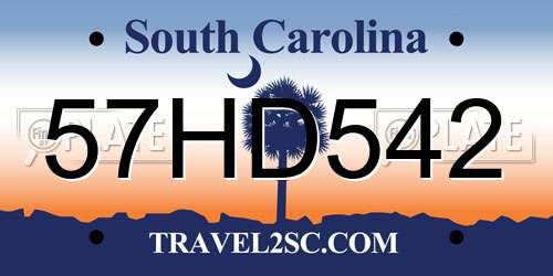 57HD542 South Carolina License Plate