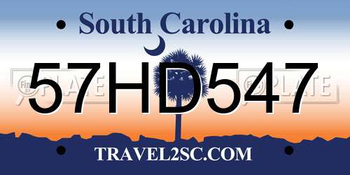 57HD547 South Carolina License Plate
