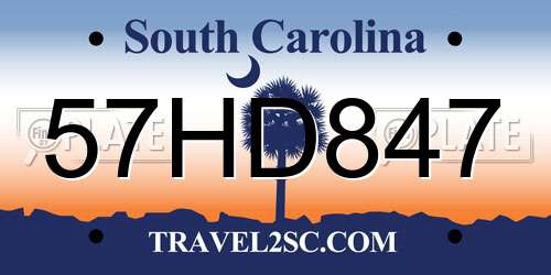 57HD847 South Carolina License Plate