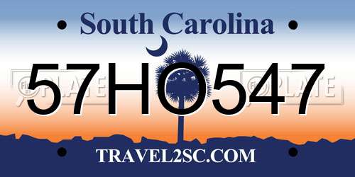 57HO547 South Carolina License Plate