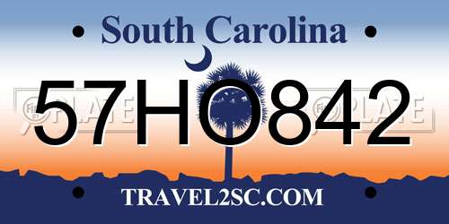 57HO842 South Carolina License Plate