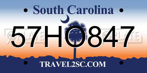 57HO847 South Carolina License Plate