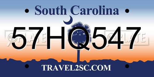 57HQ547 South Carolina License Plate