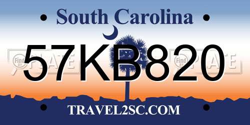 57KB820 South Carolina License Plate