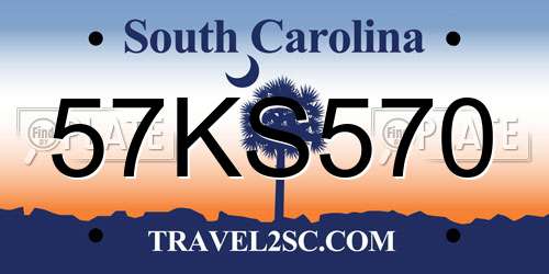 57KS570 South Carolina License Plate