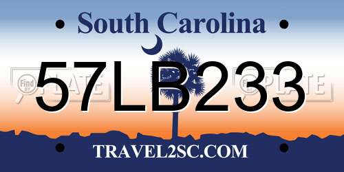 57LB233 South Carolina License Plate